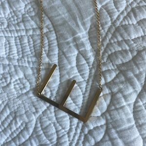 Anthropologie-Style Gold Necklace With Large Asymmetrical E